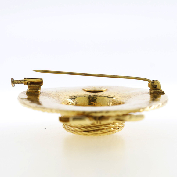 CHANEL Gold Straw Brooch